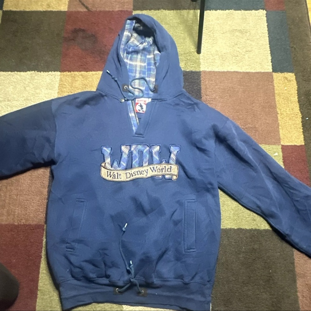 Vintage Mickey Inc Navy Blue Walt Disney World Hooded Sweatshirt Small